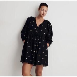 Madewell Corduroy Quilted-Bib Mini Dress in Blurred Ikat Size Medium